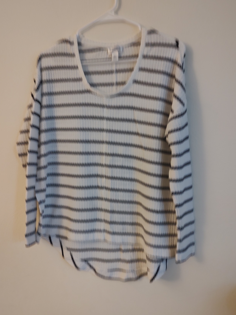 Kaisely White and Black Striped Long Sleeve Tunic